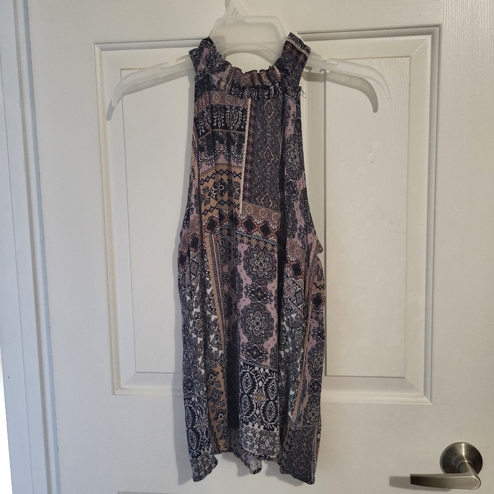 Twenty Second Patchwork Sleeveless Blouse - Black, Gray, Pink